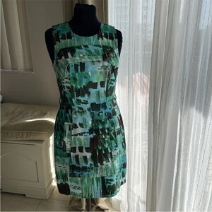 NWT Tracy Reese Green blue and Black Sheath Mini Dress 4